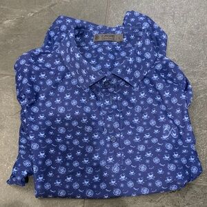 G/FORE Navy Patterned Casual Shirt